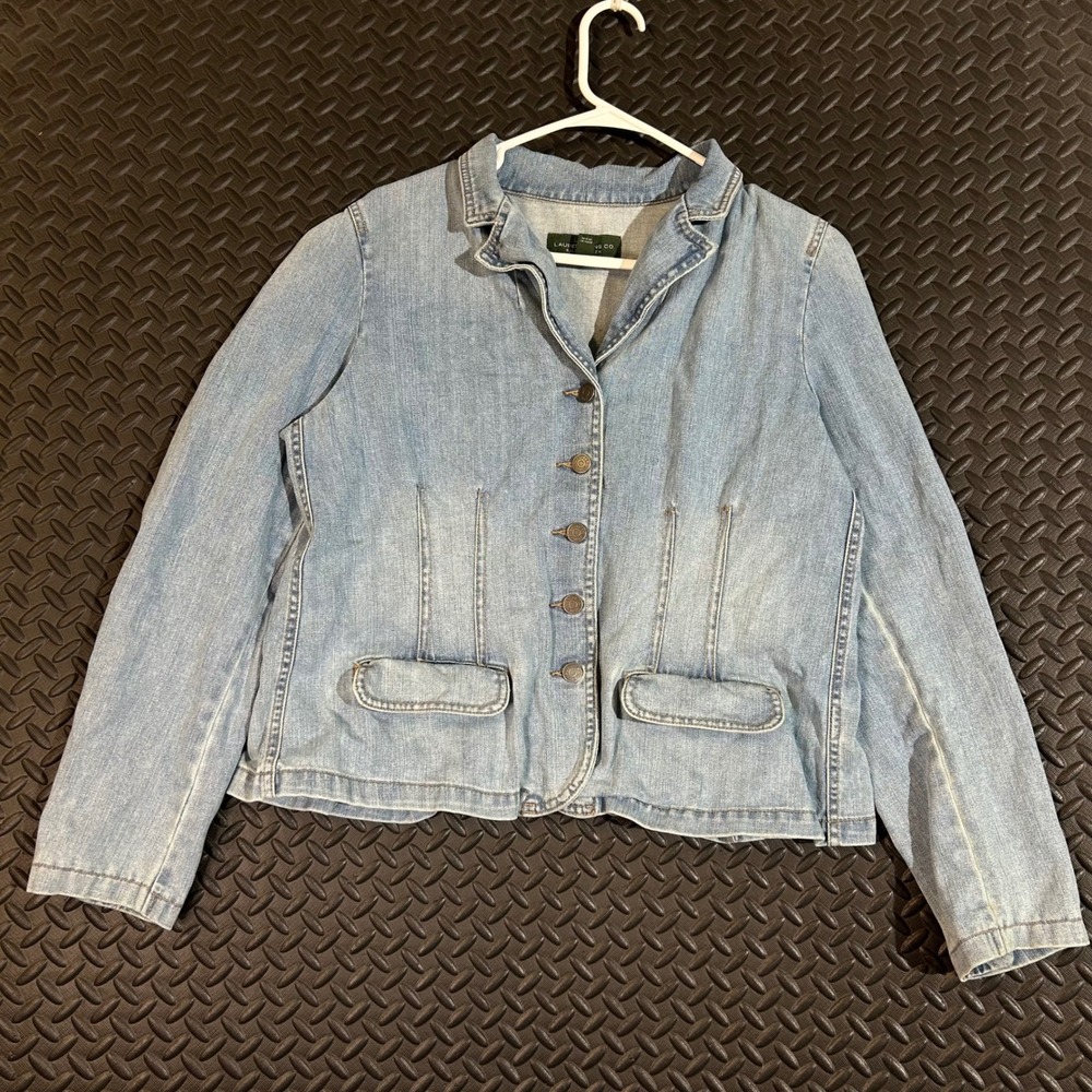 Lauren Jeans Co‎ Ralph Lauren Denim Blazer Jacket Women's 16 Blue Jean Coat LRL